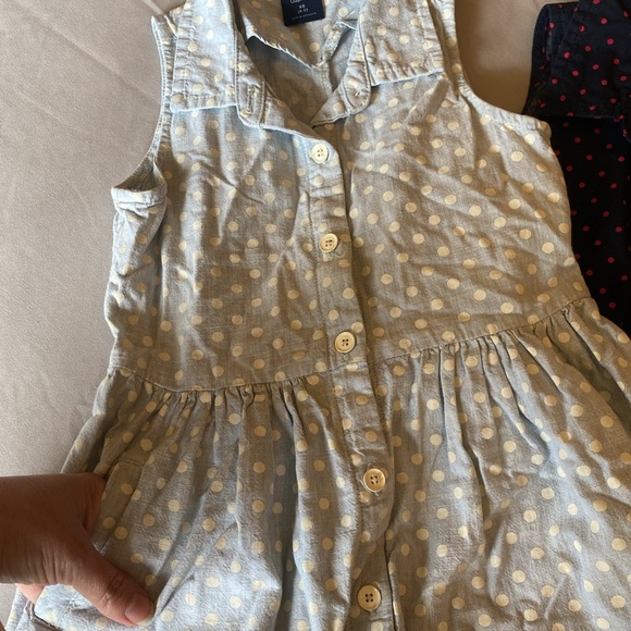 Gap size 4-5 polka dresses set of two. Great condition. Jean & white, blue 8 red - Picture 2 of 9